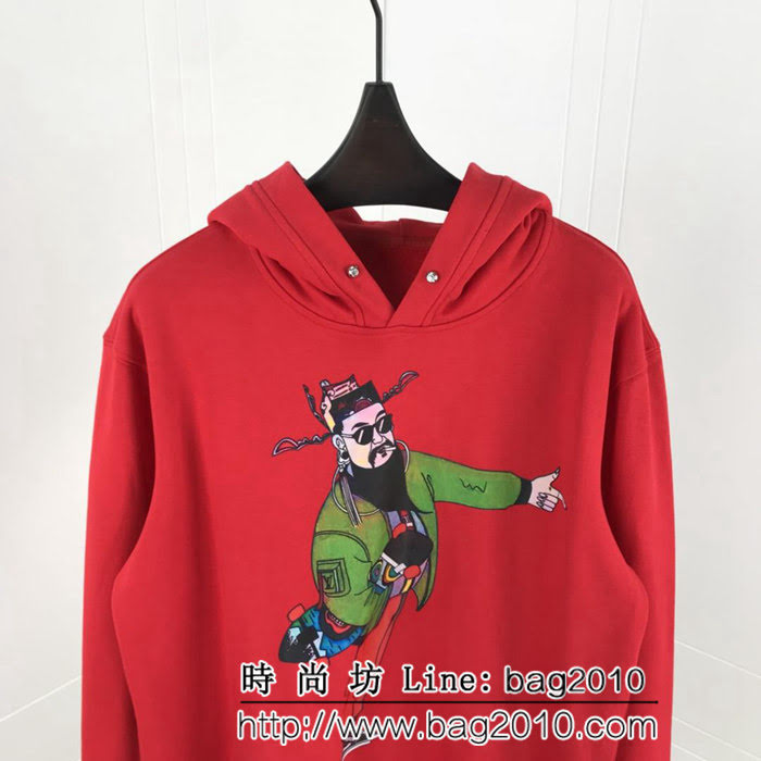 LV路易威登 19ss秋冬 新年款 中國紅財神 帽子刺繡字母衛衣 男女同款 ydi2452